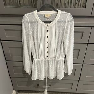White Polka Dot Blouse by ModCloth